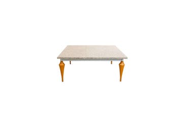 Vierkante salontafel met granieten blad en kegelvormige hout, Ophalen of Verzenden, Nieuw