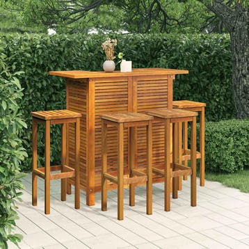vidaXL 5-delige Tuinbarset massief acaciahout, Verzenden, Nieuw, Hardhout, 4 zitplaatsen