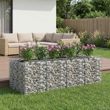 vidaXL Gabion Verhoogd Bed 2 pcs Zilverkleurig, Verzenden, Nieuw, IJzer