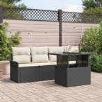 vidaXL Tuin Sofa Set met kussen 5 pcs Zwart poly rattan, Verzenden, Nieuw, Rotan
