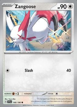 Zangoose 146/198 reverse holo Scarlet en Violet, Hobby en Vrije tijd, Verzamelkaartspellen | Pokémon, Ophalen of Verzenden, Nieuw