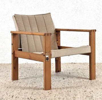 Fauteuil - Safari-stoel - Linnen - Vintage