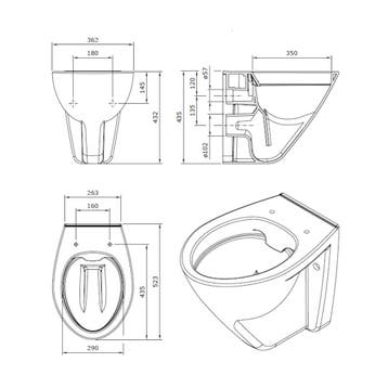 Wandtoilet Sanindusa Plus 6 cm Verhoogd Rimless Keramiek, Ophalen of Verzenden, Nieuw