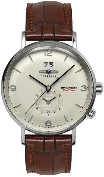 Zeppelin 8044-5 LZ 129 Hindenburg Dual Time heren horloge, Sieraden, Tassen en Uiterlijk, Overige merken, Staal, Verzenden, Polshorloge