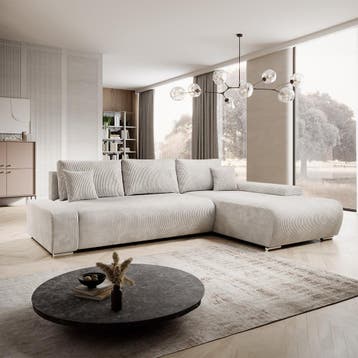 Sofa Iseo - Rechts - Met slaapfunctie - Beige, Huis en Inrichting, Banken | Bankstellen, Verzenden, Nieuw