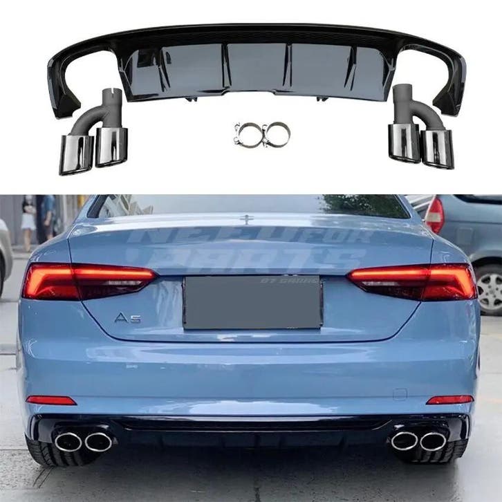 Diffuser With Black Exhaust Tips Voor Audi A5 S Line/S5 F5, Auto-onderdelen, Carrosserie en Plaatwerk, Ophalen of Verzenden