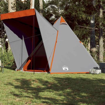 vidaXL Tipitent 6-persoons waterdicht grijs en oranje, Caravans en Kamperen, Verzenden, Nieuw, Tot en met 2
