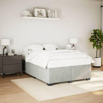 vidaXL Bedframe zonder matras 160x200 cm fluweel lichtgrijs, Verzenden, 200 cm, 160 cm, Nieuw