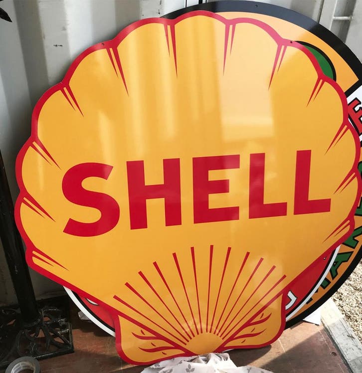 Shell Groot Metalen Bord - Reproductie, Huis en Inrichting, Woonaccessoires | Wanddecoraties, Ophalen