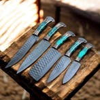 Keukenmes - Kitchen knife set - Staal, Hout, Leder - Azië -, Antiek en Kunst