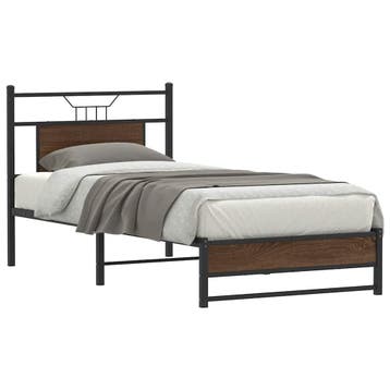 vidaXL Bedframe zonder matras bewerkt hout bruin eikenkleur, 90 cm, Eenpersoons, Bruin, Verzenden