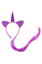 Eenhoorn Haarband Haar Paars Unicorn Diadeem Oortjes Paarse, Ophalen of Verzenden, Nieuw, Carnaval, Accessoires