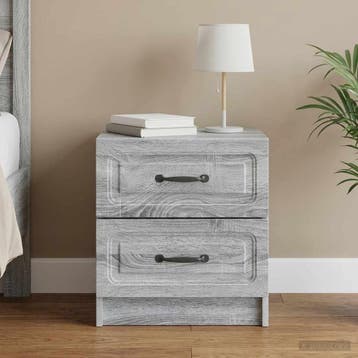 vidaXL Nachtkastje Grijs sonoma 43 x 34,5 x 44,5 cm Bewerkt, Minder dan 45 cm, Verzenden, Nieuw, Minder dan 55 cm
