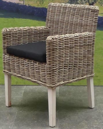 Reyhan dining tuinstoel naturel rotan - olefin black, Ophalen of Verzenden, Nieuw