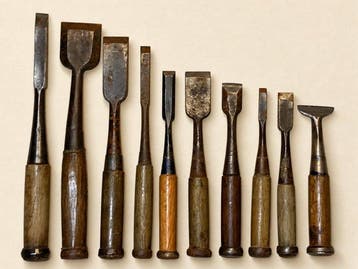 Vintage Japanese Nomi  – Set of 10 Woodworking Chisels,