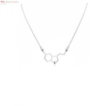 Zilveren serotonine molecule ketting, Verzenden, Nieuw, Zilver