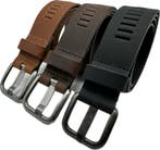 Arieszzz 3-Pack Leren Riemen – Zwart, Cognac & Bruin, Nieuw
