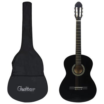 vidaXL Gitaar klassiek beginner met tas 4/4 39 zwart, Verzenden, Nieuw