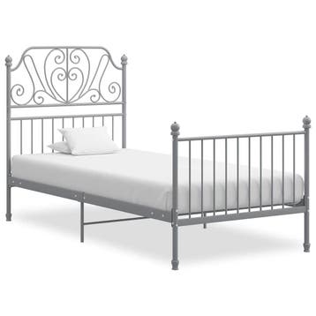 vidaXL Bedframe metaal grijs 90x200 cm, 90 cm, Eenpersoons, Verzenden, Nieuw