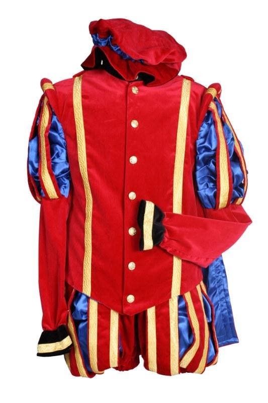 Piet Polyester Granada Luxe Rood-Blauw - S, Diversen, Sinterklaas, Verzenden