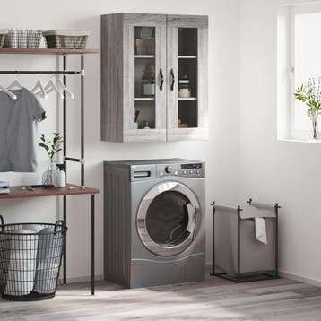 vidaXL Wandkast 69,5x34x90 cm bewerkt hout grijs sonoma, Minder dan 50 cm, Verzenden, Nieuw, Minder dan 100 cm