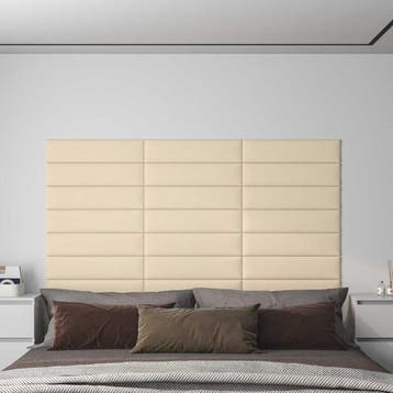 vidaXL Wandhoofdbord 12 st 60 x 15 cm Crème Stof, Doe-het-zelf en Verbouw, Platen en Panelen, Verzenden, Nieuw