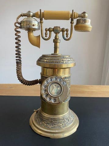 Analoge telefoon - Messing - Vintage zware siertelefoon met