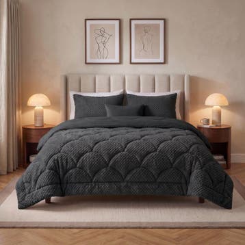 Lazy all-in-one dekbed Teddy fur - antraciet - 240 x 200 cm, Verzenden, Nieuw, Grijs
