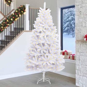 vidaXL Kunstkerstboom 300 LEDs PVC en staal Wit, Diversen, Verzenden, Nieuw