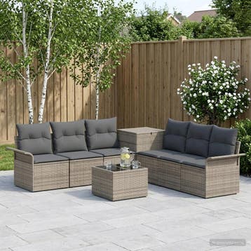 vidaXL Bankstel 8 st Grijs en Donkergrijs Poly Rattan en, Verzenden, Nieuw