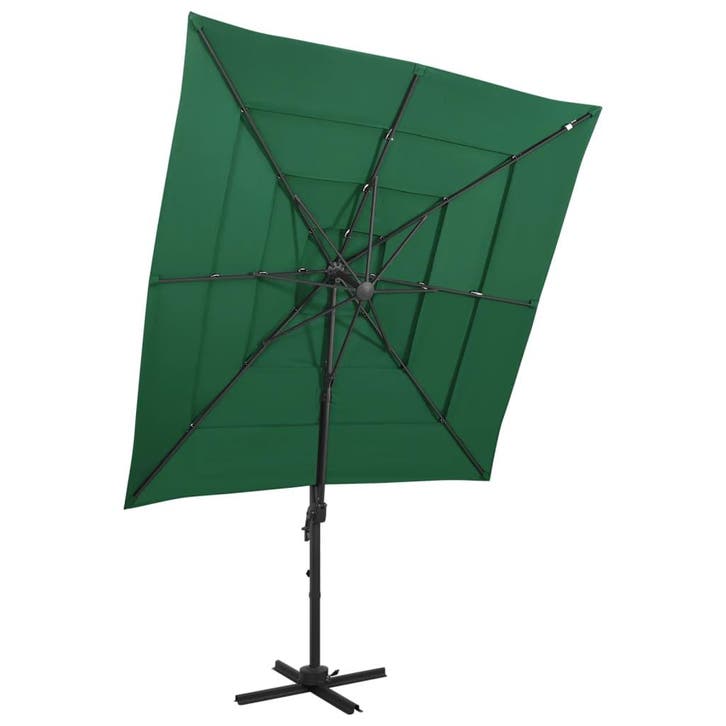 vidaXL Parasol 4-laags met aluminium paal 250x250 cm groen, Tuin en Terras, Parasols, Nieuw, 2 tot 3 meter, Verzenden