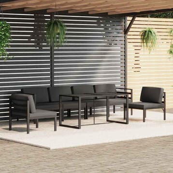 vidaXL 7-delige Loungeset met kussens aluminium, Tuin en Terras, Verzenden, Nieuw, Aluminium, Loungeset