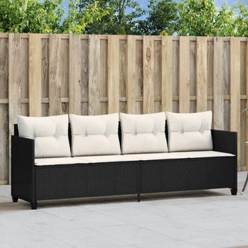 vidaXL Ligbed met kussens poly rattan zwart, Tuin en Terras, Ligbedden, Verzenden, Nieuw