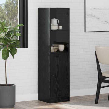 vidaXL Highboard Zwart Eiken 35 x 37 x 142 cm Bewerkt hout, Minder dan 50 cm, Verzenden, Nieuw, Minder dan 100 cm