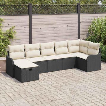vidaXL Tuin Sofa Set 7 st Poly riet, Tuin en Terras, Verzenden, Nieuw, 7 zitplaatsen