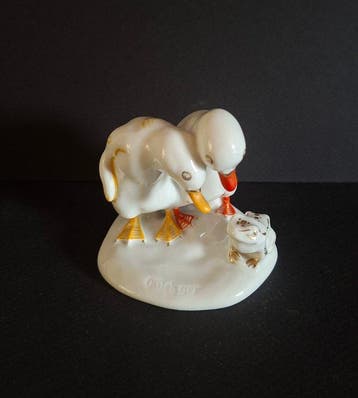Heubach - Heubach - Beeld, Eenden met kikker - 8 cm -