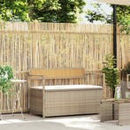 vidaXL Tuinbank met kussen beige polyrotan, Tuin en Terras, Tuinbanken, Verzenden, Nieuw, Rotan