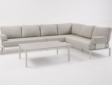 Hong Kong hoek loungeset 4 delig aluminium latte zand, Tuin en Terras, Ophalen of Verzenden, Nieuw, Aluminium