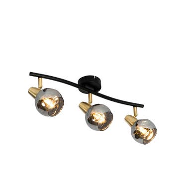 Plafondlamp goud 45 cm met smoke glas 3-lichts - Vidro, Verzenden, Nieuw, Glas