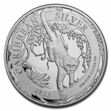 Barbados Caribbean Green Monkey - 1 oz 2023 (7.000 oplage), Verzenden, Midden-Amerika, Losse munt, Zilver