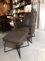 Fauteuil + hocker Dono antraciet **SHOWROOMMODEL**, Nieuw