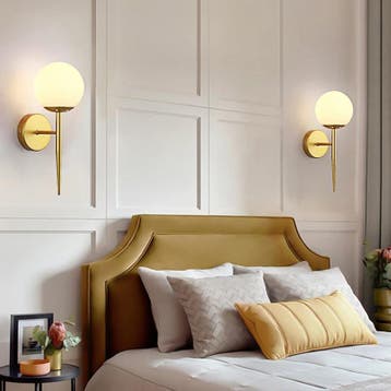 LED Glazen Bol Wandlamp Metaal Goud of Zwart, Huis en Inrichting, Lampen | Wandlampen, Verzenden, Nieuw