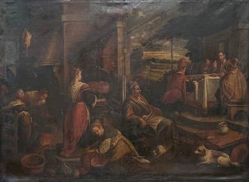 Jacopo Bassano (1515-1592), Navolger van - Escena bíblica de, Antiek en Kunst