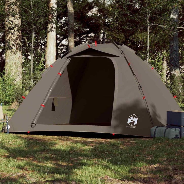 vidaXL Tent 4-persoons snelontgrendeling bruin, Caravans en Kamperen, Tenten, Nieuw, tot en met 2, Verzenden