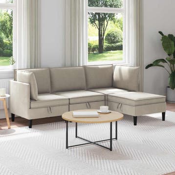 vidaXL Woonkamer Meubelset 4 st Havermout Stof, Verzenden, Nieuw, Stof, 200 tot 250 cm