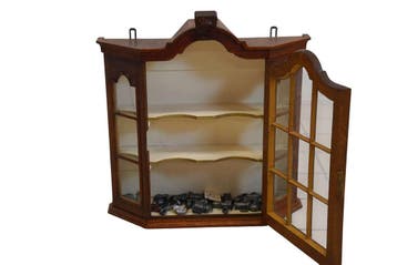 Antieke eiken hangvitrine – wandkastje met glasdeur, geslepe, Ophalen of Verzenden, Nieuw