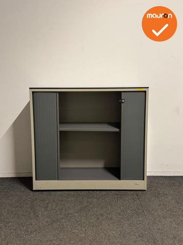Ahrend - Roldeurkast - 110x120x45 cm - Beige met grijze deur, Werkplek, Ophalen of Verzenden, Gebruikt, Kast