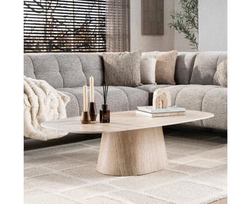 Salontafel Centurio Deens ovaal Travertin keramiek 135x70 cm, Ophalen of Verzenden, Nieuw