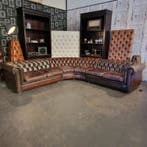 Hoekbank Chesterfield, Chesterfield, bruin, Huis en Inrichting, Banken | Bankstellen, Nieuw