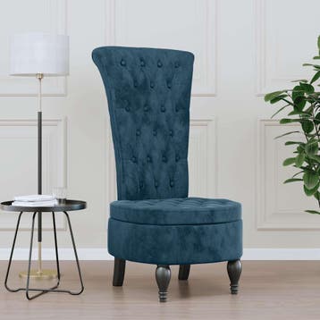 vidaXL Stoel hoge rugleuning met knopen fluweel blauw, Huis en Inrichting, Verzenden, Nieuw